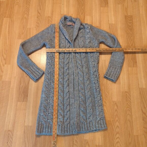 Anthropologie Elsamanda Sweater Cardigan Womens Small Gray Chunky Knit Open Long - Picture 2 of 7